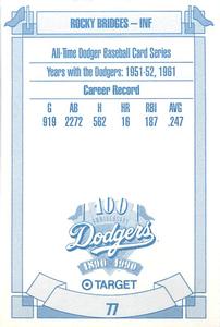 1990 Target Dodgers #77 Rocky Bridges Back