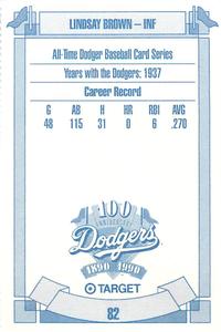 1990 Target Dodgers #82 Lindsay Brown Back