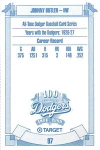 1990 Target Dodgers #97 Johnny Butler Back