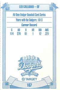 1990 Target Dodgers #107 Leo Callahan Back