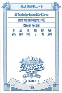 1990 Target Dodgers #107 Gilly Campbell Back