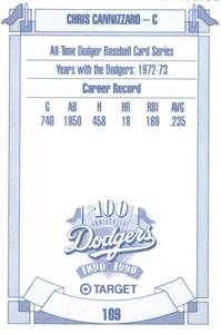 1990 Target Dodgers #109 Chris Cannizzaro Back