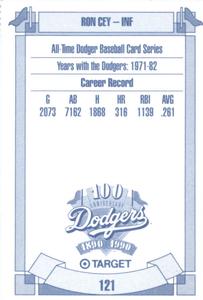 1990 Target Dodgers #121 Ron Cey Back