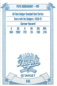 1990 Target Dodgers #141 Pete Coscarart Back