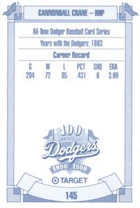 1990 Target Dodgers #145 Ed Crane Back
