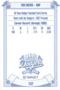 1990 Target Dodgers #147 Tim Crews Back