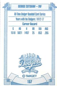 1990 Target Dodgers #157 George Cutshaw Back