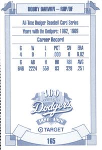 1990 Target Dodgers #165 Bobby Darwin Back