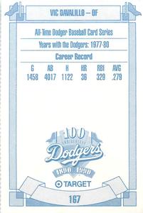 1990 Target Dodgers #167 Vic Davalillo Back