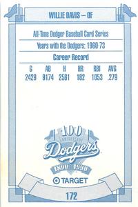 1990 Target Dodgers #172 Willie Davis Back