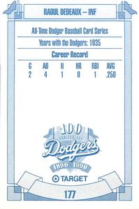 1990 Target Dodgers #177 Raoul Dedeaux Back