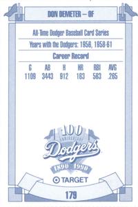 1990 Target Dodgers #179 Don Demeter Back