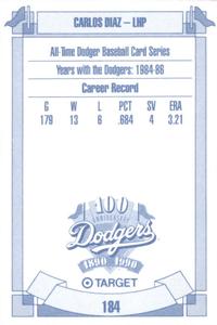 1990 Target Dodgers #184 Carlos Diaz Back