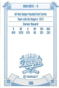 1990 Target Dodgers #185 Dick Dietz Back