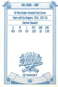 1990 Target Dodgers #187 Bill Doak Back