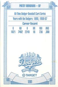 1990 Target Dodgers #191 Patsy Donovan Back