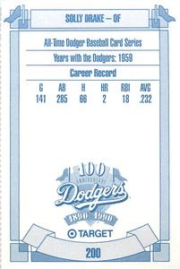 1990 Target Dodgers #200 Solly Drake Back