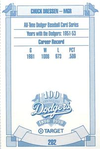 1990 Target Dodgers #202 Chuck Dressen Back