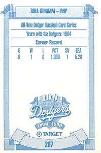 1990 Target Dodgers #207 Bull Durham Back