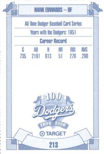 1990 Target Dodgers #213 Hank Edwards Back