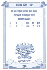 1990 Target Dodgers #214 Dick Egan Back