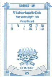 1990 Target Dodgers #227 Red Evans Back