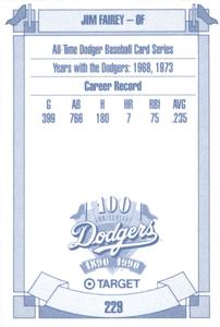 1990 Target Dodgers #229 Jim Fairey Back