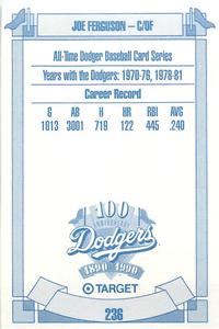 1990 Target Dodgers #236 Joe Ferguson Back