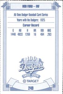 1990 Target Dodgers #249 Hod Ford Back