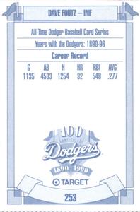 1990 Target Dodgers #253 Dave Foutz Back