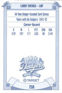 1990 Target Dodgers #258 Larry French Back