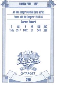 1990 Target Dodgers #259 Lonny Frey Back