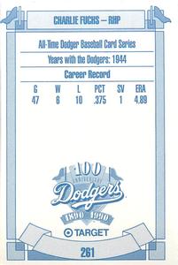 1990 Target Dodgers #261 Charlie Fuchs Back