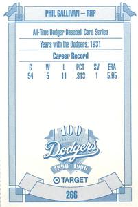 1990 Target Dodgers #266 Phil Gallivan Back