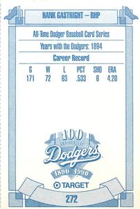 1990 Target Dodgers #272 Hank Gastright Back