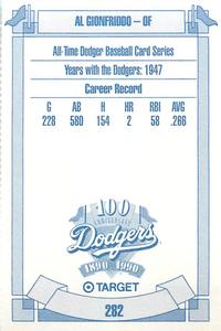 1990 Target Dodgers #282 Al Gionfriddo Back