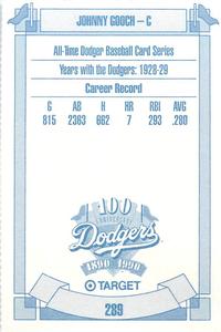 1990 Target Dodgers #289 Johnny Gooch Back