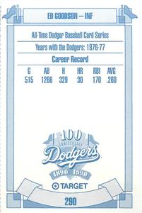 1990 Target Dodgers #290 Ed Goodson Back