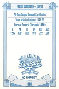 1990 Target Dodgers #304 Pedro Guerrero Back