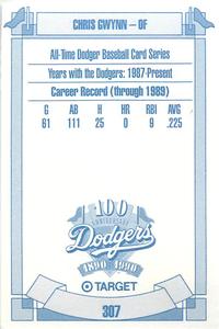 1990 Target Dodgers #307 Chris Gwynn Back