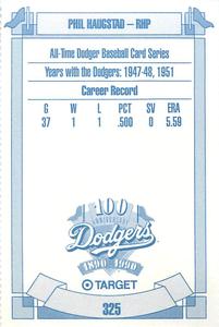 1990 Target Dodgers #325 Phil Haugstad Back
