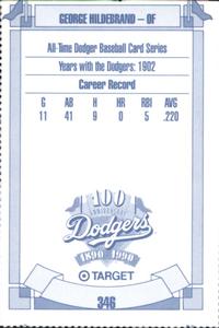 1990 Target Dodgers #346 George Hildebrand Back