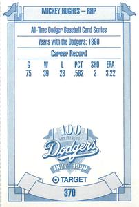 1990 Target Dodgers #370 Mickey Hughes Back