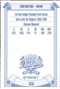 1990 Target Dodgers #375 Tom Hutton Back
