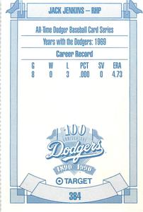 1990 Target Dodgers #384 Jack Jenkins Back