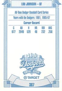 1990 Target Dodgers #387 Lou Johnson Back
