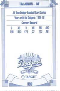 1990 Target Dodgers #393 Tim Jordan Back