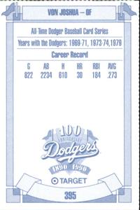1990 Target Dodgers #395 Von Joshua Back