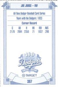 1990 Target Dodgers #397 Joe Judge Back