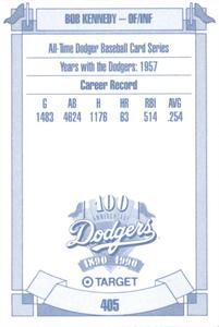 1990 Target Dodgers #405 Bob Kennedy Back